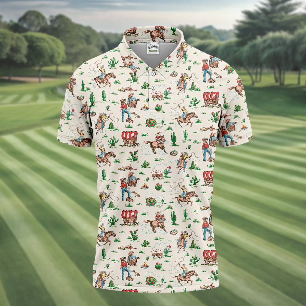 Cowboy Western White Polo Shirtns, Cute Golf Outfit, Matching Golf Shirt, Men's Golf Polo