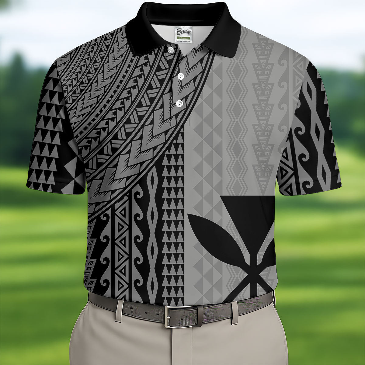 Polynesian Tribal Pattern Vintage Golf Shirt, Hawaiian Golf Shirt, Polo Shirtor Men