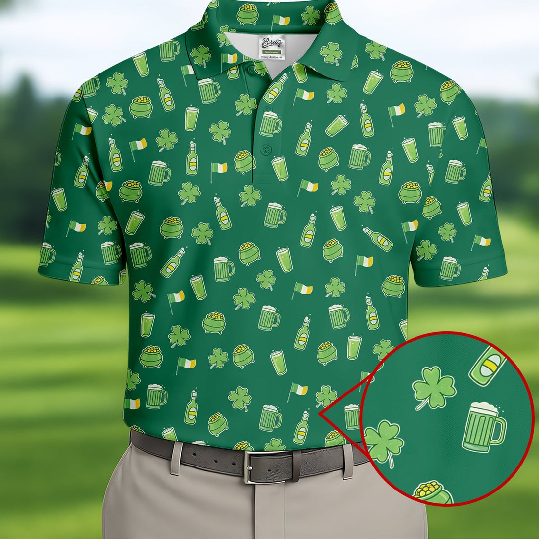 St Patrick's Day Beer Four Leaf Clovers Gold Pots Green Golf Shirt, Polo ShirtFor Men, Golf Shirts For Men
