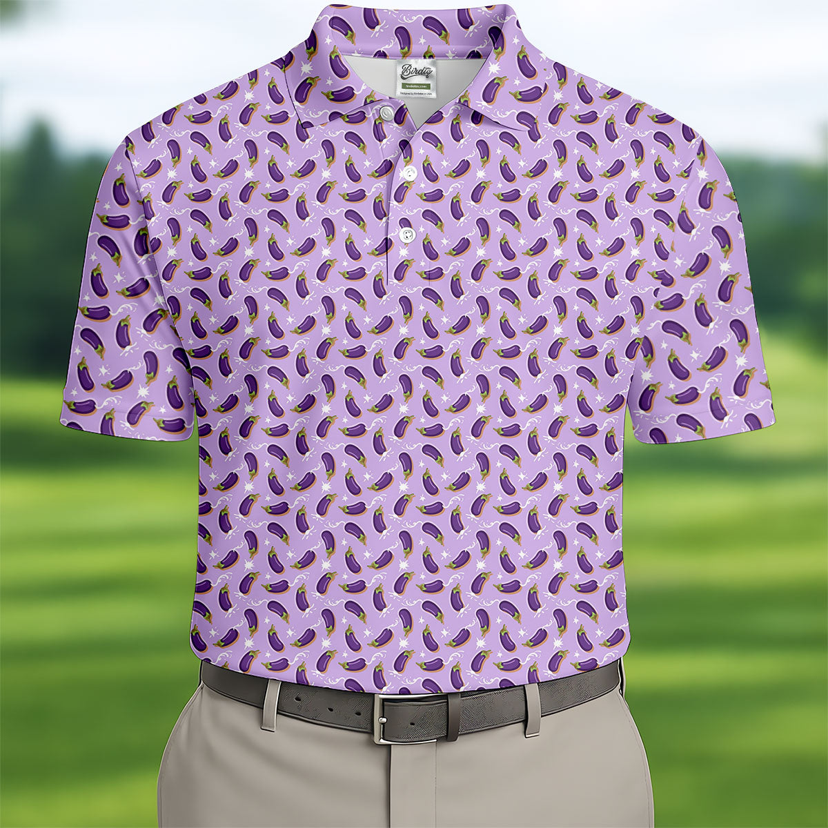Funny Eggplant Purple Golf Shirt, Fun Golf Shirts For Men, Polo ShirtFor Men, Golf Gift For Men