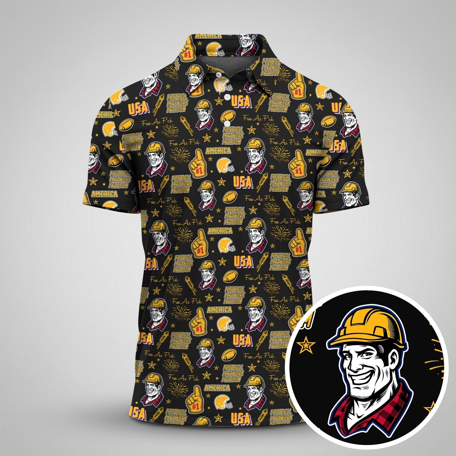 Steely McBeam American Patriotism Sport Polo, American Football League Gift Ideas For Football Fans
