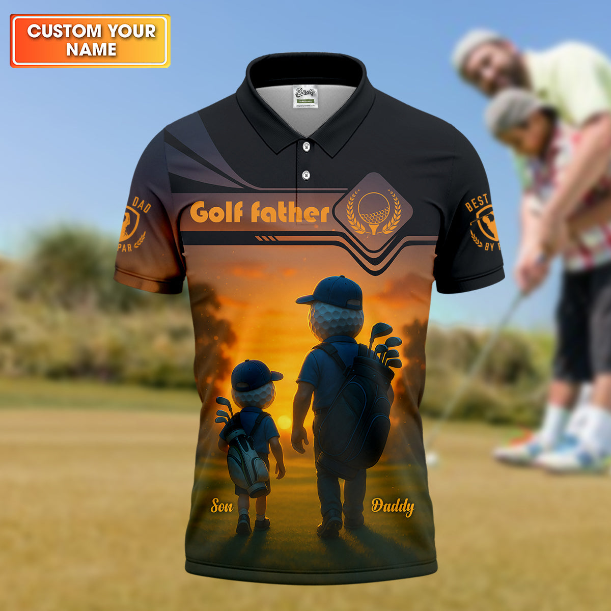 Golf Father Custom Men's Golf Polo ShirtFunny Golf Shirt, Christmas Golf Gift