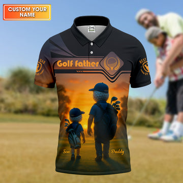 Golf Father Custom Men's Golf Polo ShirtFunny Golf Shirt, Christmas Golf Gift