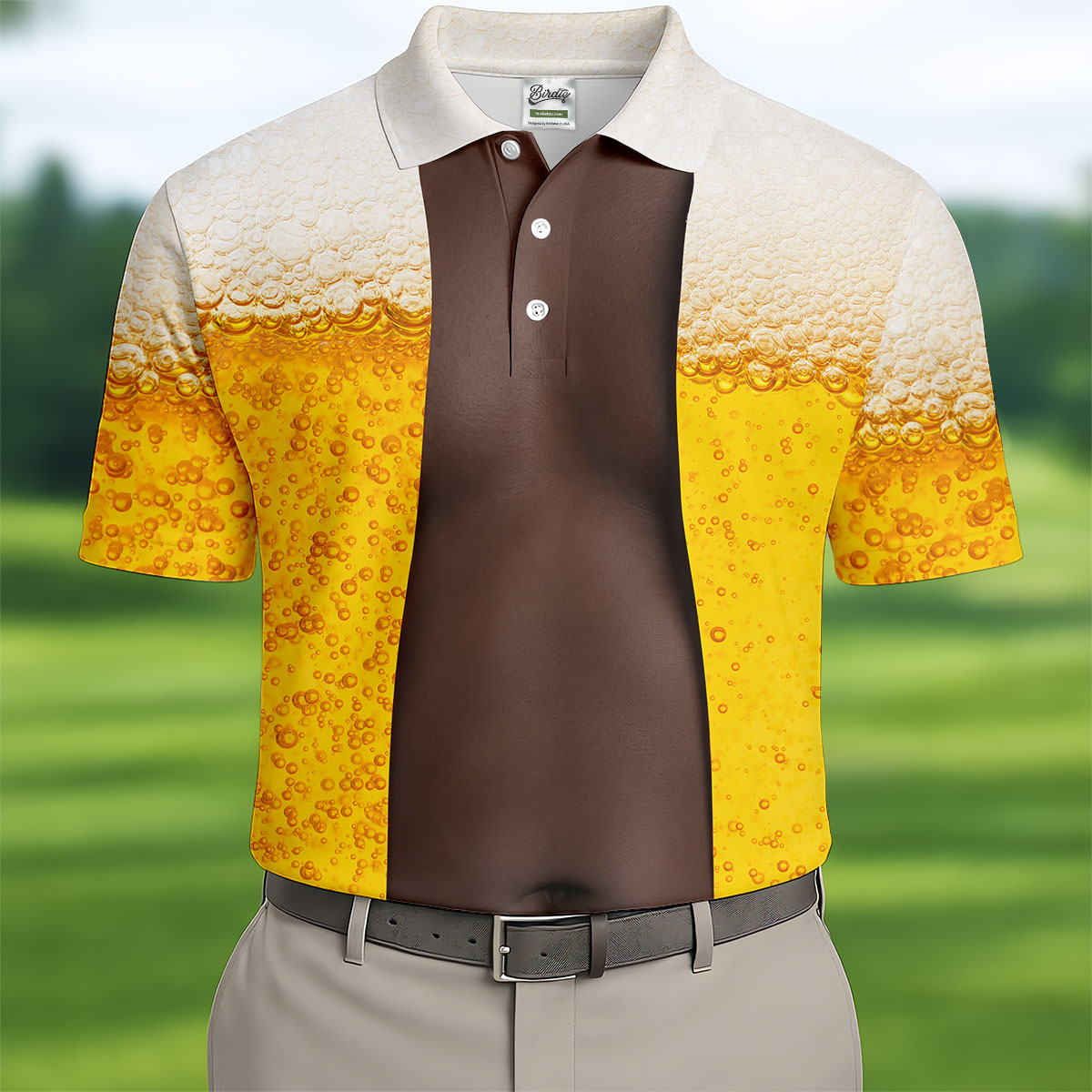 Beer Pint Illusion Pattern Hawaiian Golf Shirt, Golf Shirts For Men, Polo Shirts For Men