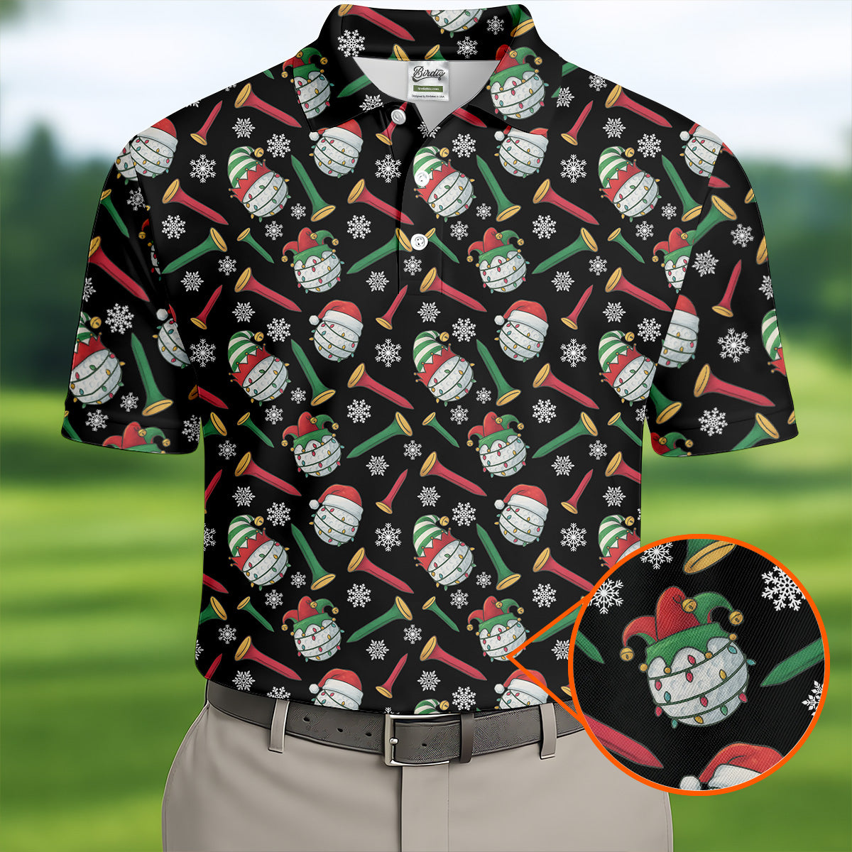 Funny Golf Ball Christmas Golf Shirt, Men's Funny Golf Shirts, Christmas Golf Gift, Golfing Apparel