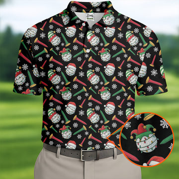 Funny Golf Ball Christmas Golf Shirt, Men's Funny Golf Shirts, Christmas Golf Gift, Golfing Apparel