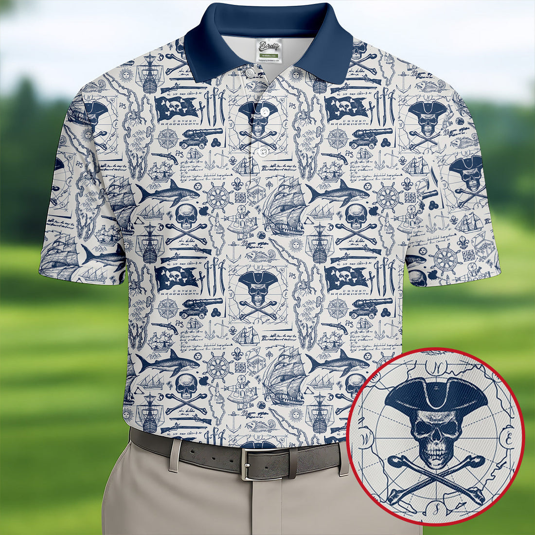 Skull Pirate Ocean Adventure Vintage Golf Shirt, Polo Shirt Men, Golf Shirts For Men