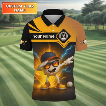 Funny Golf Ball Dabbing Shirt, Men's Funny Graphic Golf Polo ShirtGifts For Golfing Dad