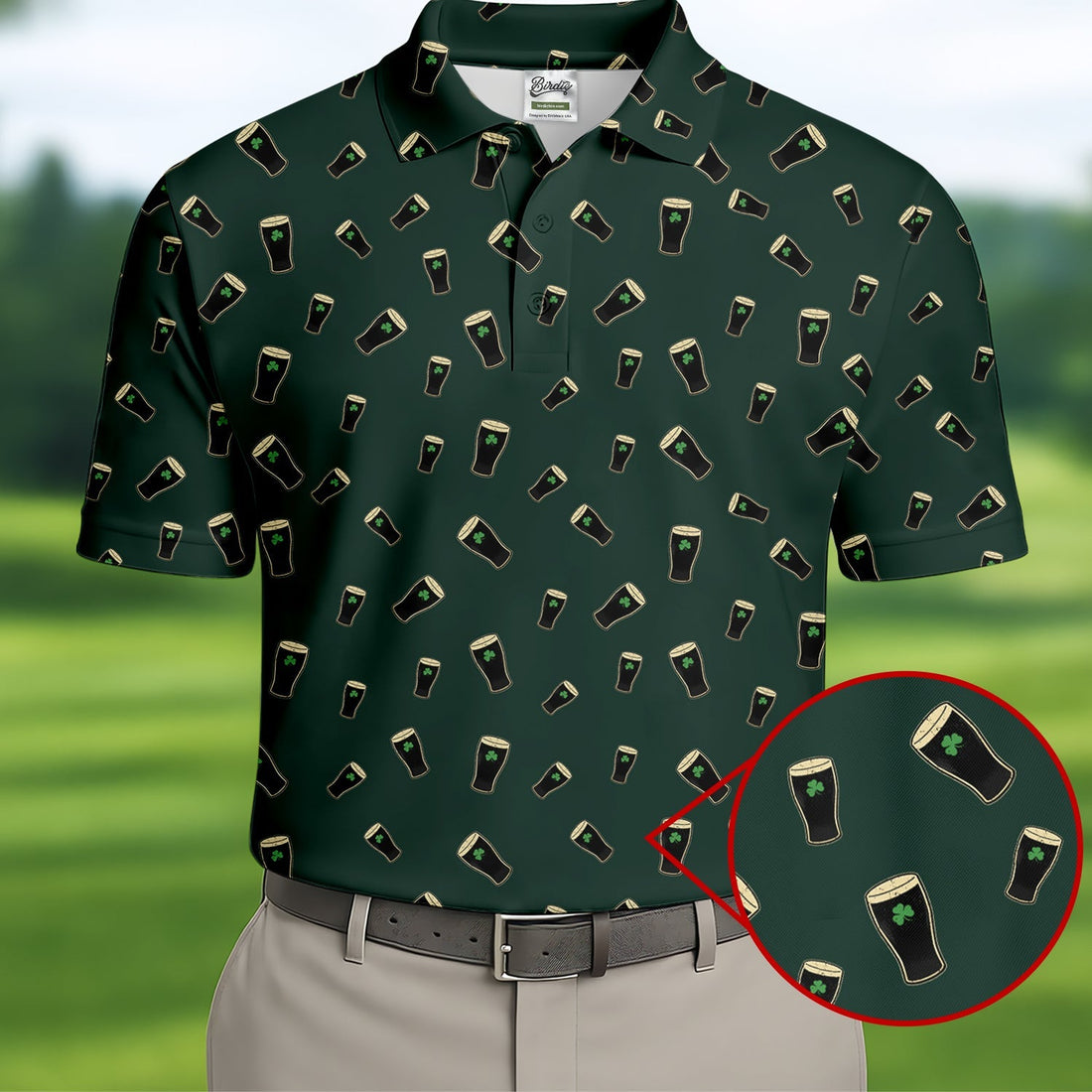 Dark Stout Beer St Patrick's Day Green Shamrock Golf Shirt, Polo ShirtFor Men, Golf Shirts For Men