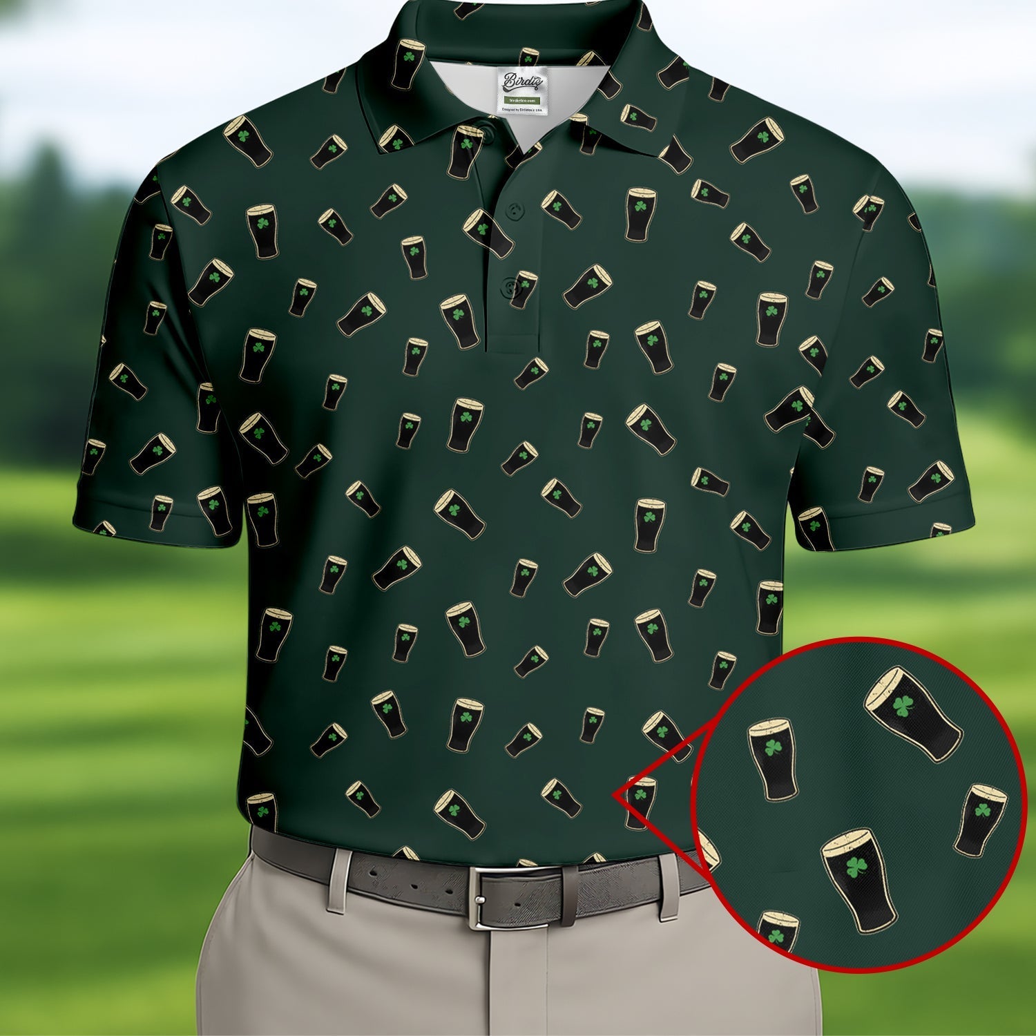 Dark Stout Beer St Patrick's Day Green Shamrock Golf Shirt, Polo ShirtFor Men, Golf Shirts For Men