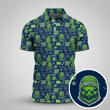 Osprey Head Sea Hawk Navy Green Sport Polo, American Football League Gift Ideas For Football Fans
