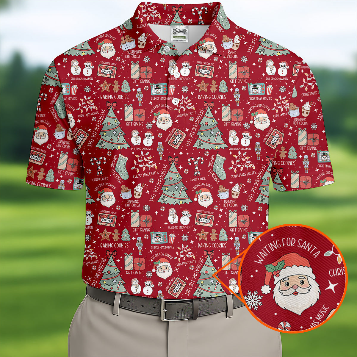 Tis The Season Santa Claus Gift Red Men's Golf Polo Shirttmas Golf Shirt, Polo Shirt Men