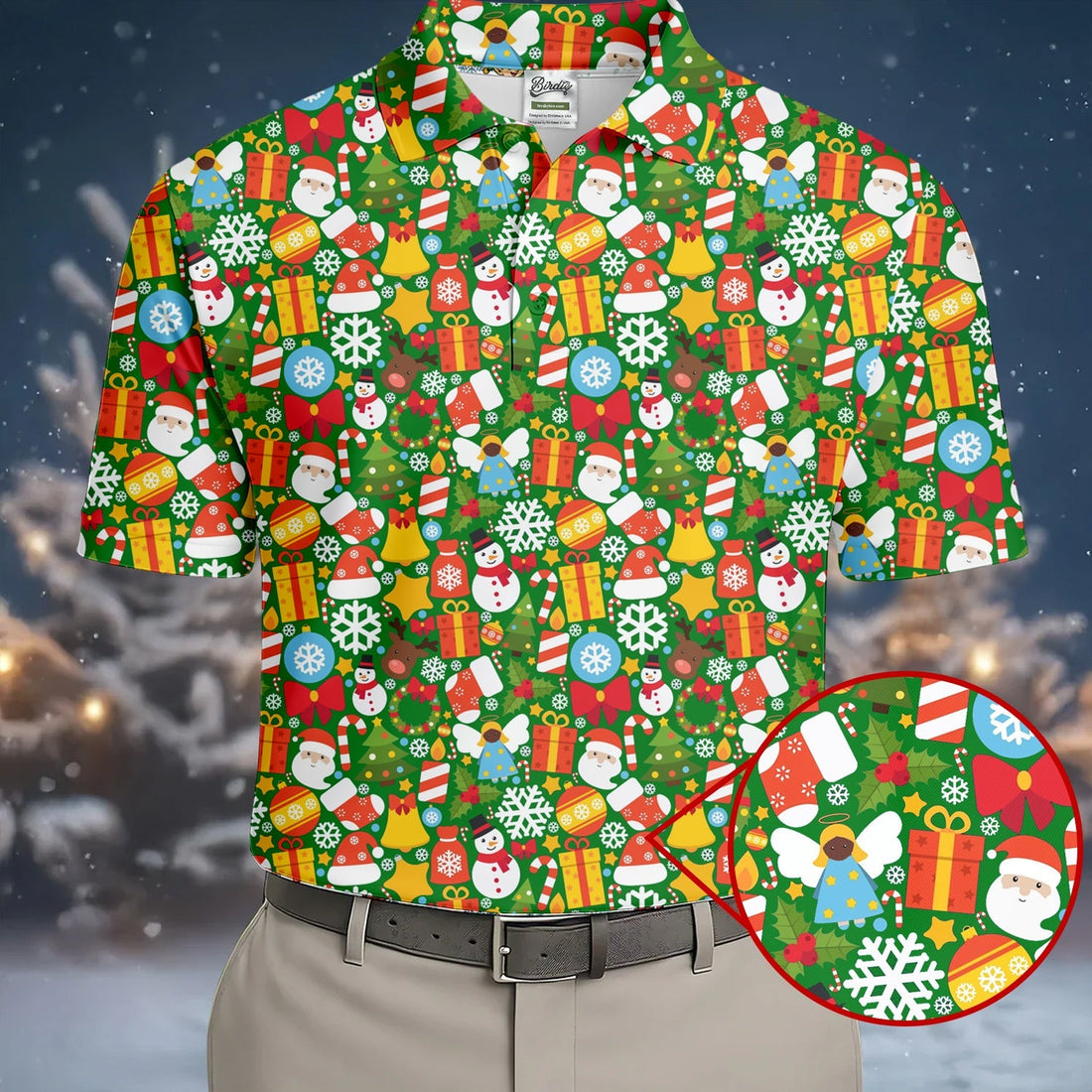 Festive Christmas Green Golf Shirt, Christmas Golf Shirt, Polo ShirtFor Men, Golf Gift For Men, Golfing Apparel