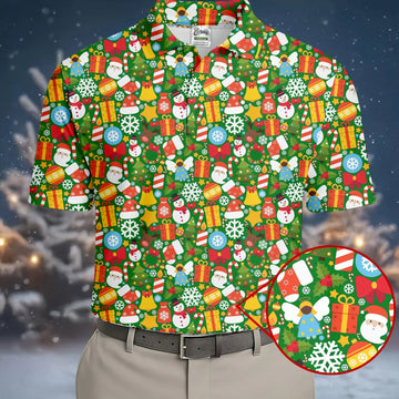Festive Christmas Green Golf Shirt, Christmas Golf Shirt, Polo ShirtFor Men, Golf Gift For Men, Golfing Apparel