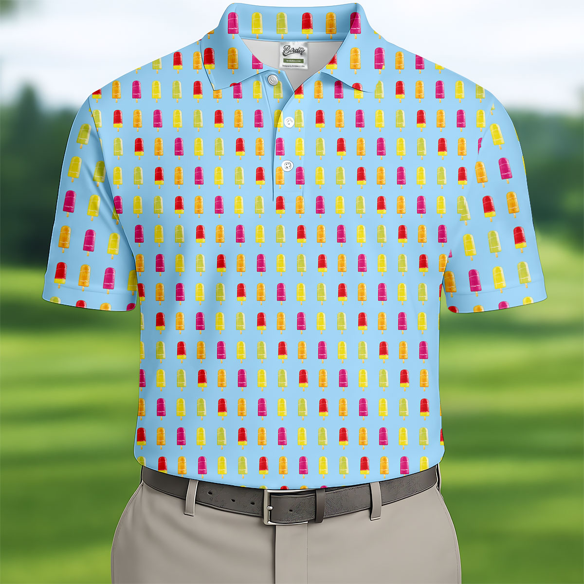 Colorful Popsicle Summer Pattern Golf Shirt, Mens Golf Polo, Printed Golf Shirts