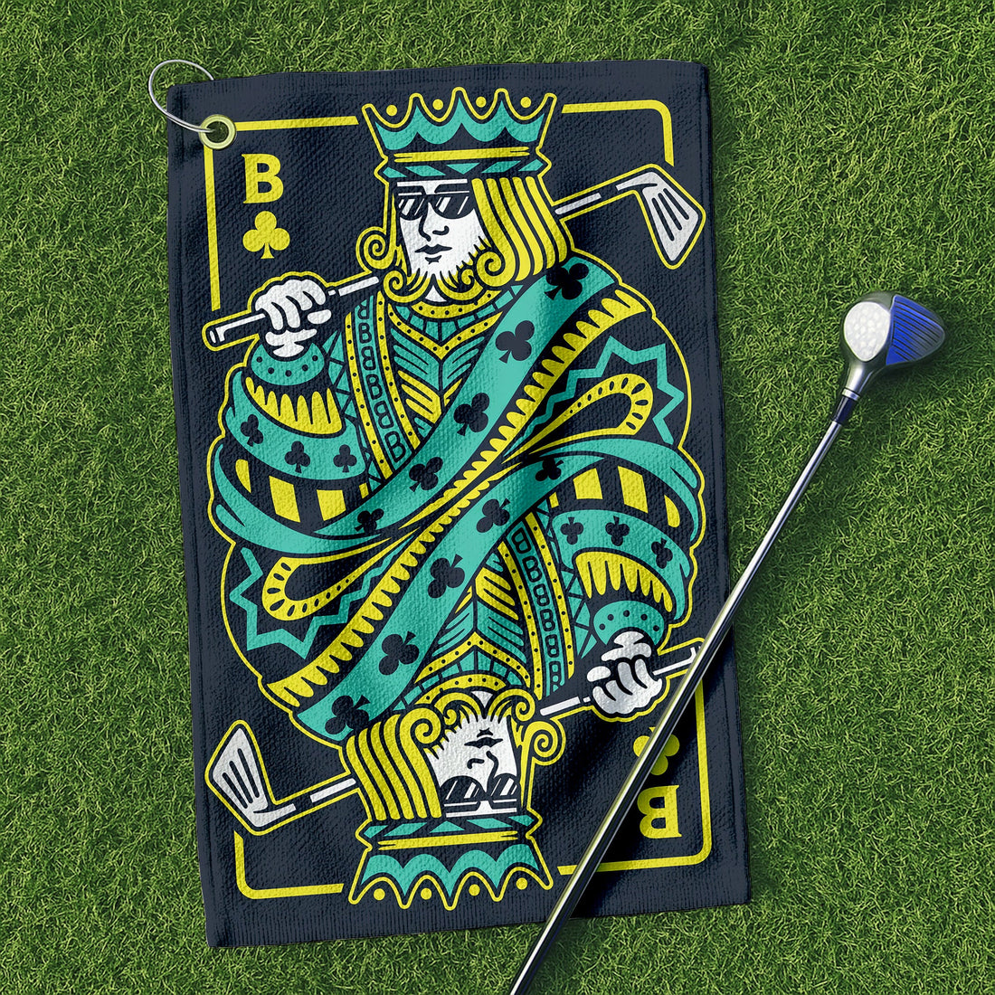 King Of Clubs Playing Card Golf Towel, Funny Golf Towel, Golf Accessories