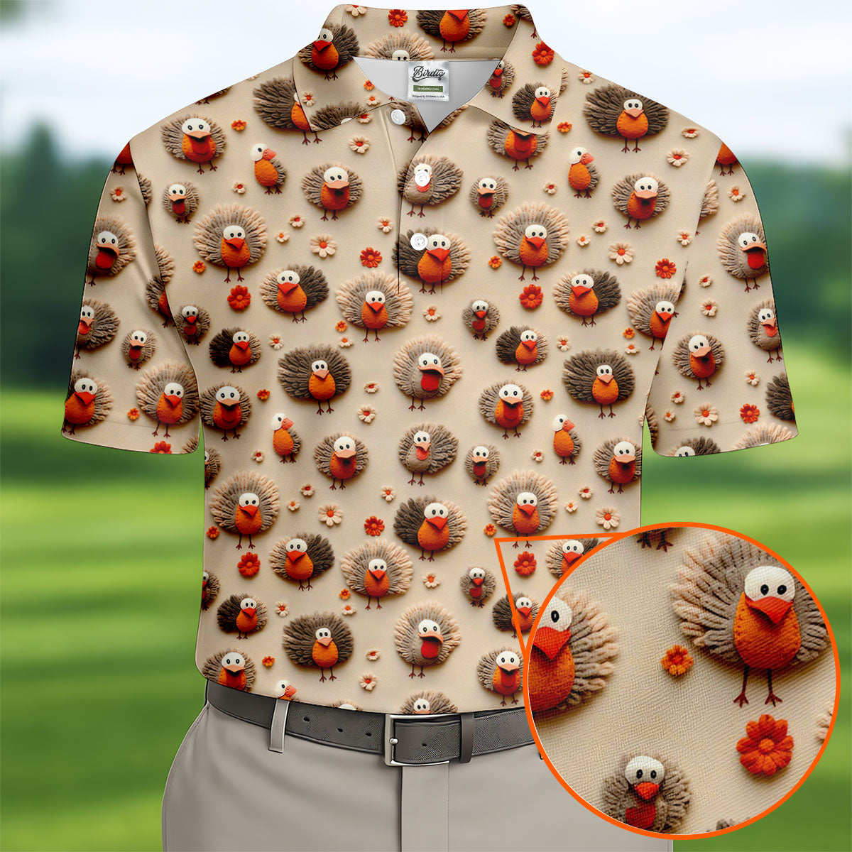 Little Turkey Thanksgiving Golf Tops For Men, Fun Golf Shirts For Men, Polo ShirtFor Men, Golf Gift For Men