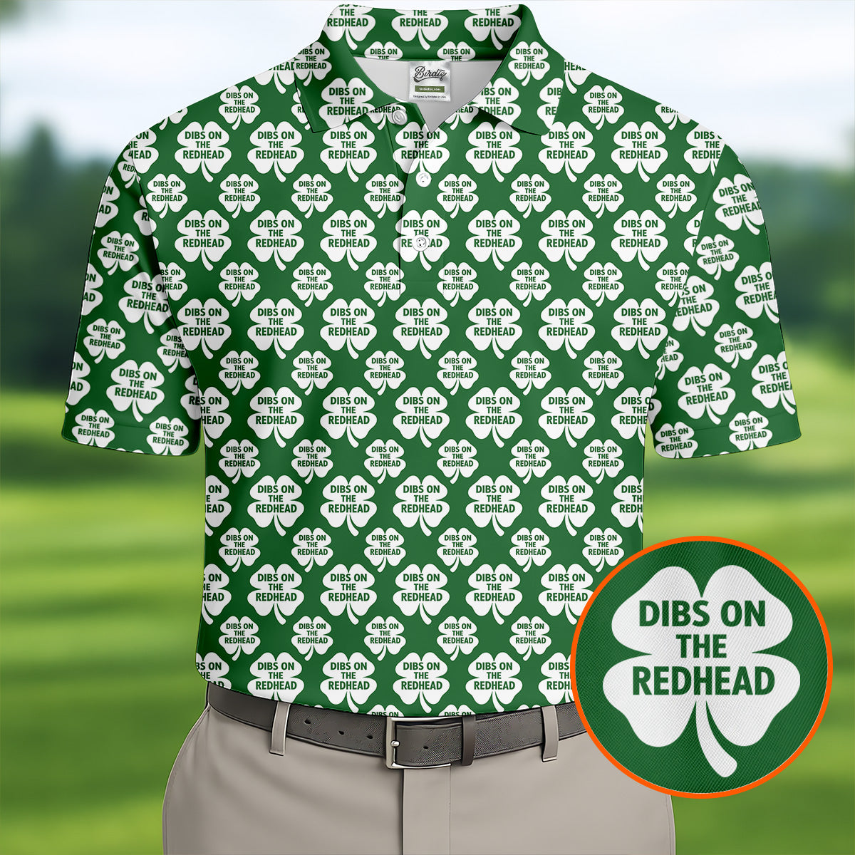 Dibs On The Redhead Lucky Four Leaf Clover St Patrick's Day Golf Shirt, Polo ShirtFor Men, Golf Shirts For Men