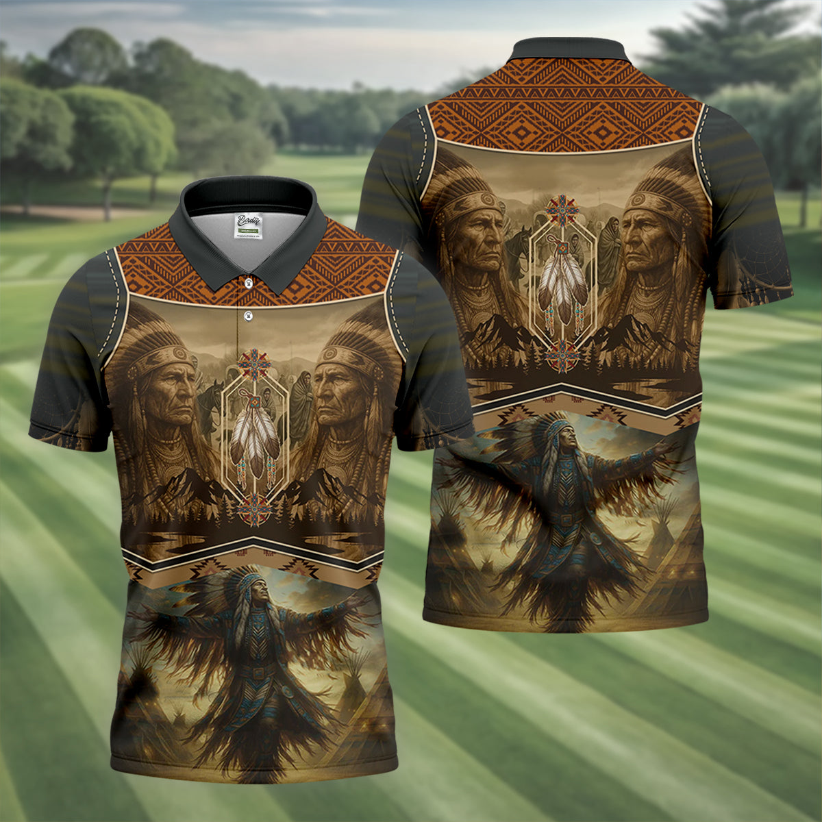Spirit of the Ancestors Golf Tops For Men, Native American Ancestry Polo Shirtor Men, Indigenous Peoples Month