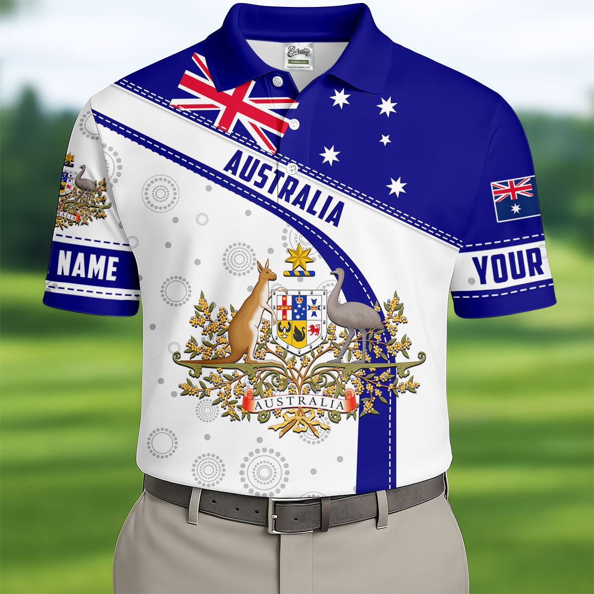 Australian Coat Of Arms Golf Tops For Men, Australia Flag Print Polo Shirt Men