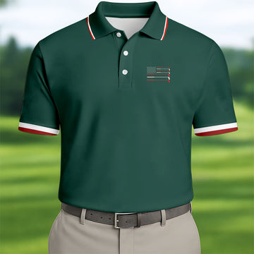Golf Clubs US Flag Logo 250 Years Green Golf Shirt, Patriotic 4th Of July Golf Shirts For Men