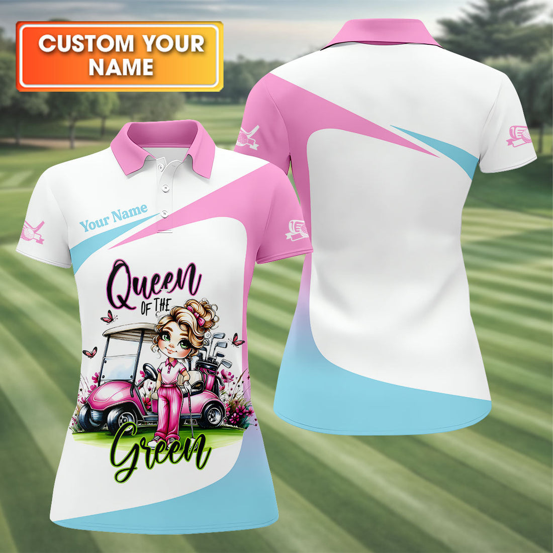 Queen Of The Green Custom Funny Womens Golf Polo ShirtLadies Golf Shirts, Best Golf Shirts