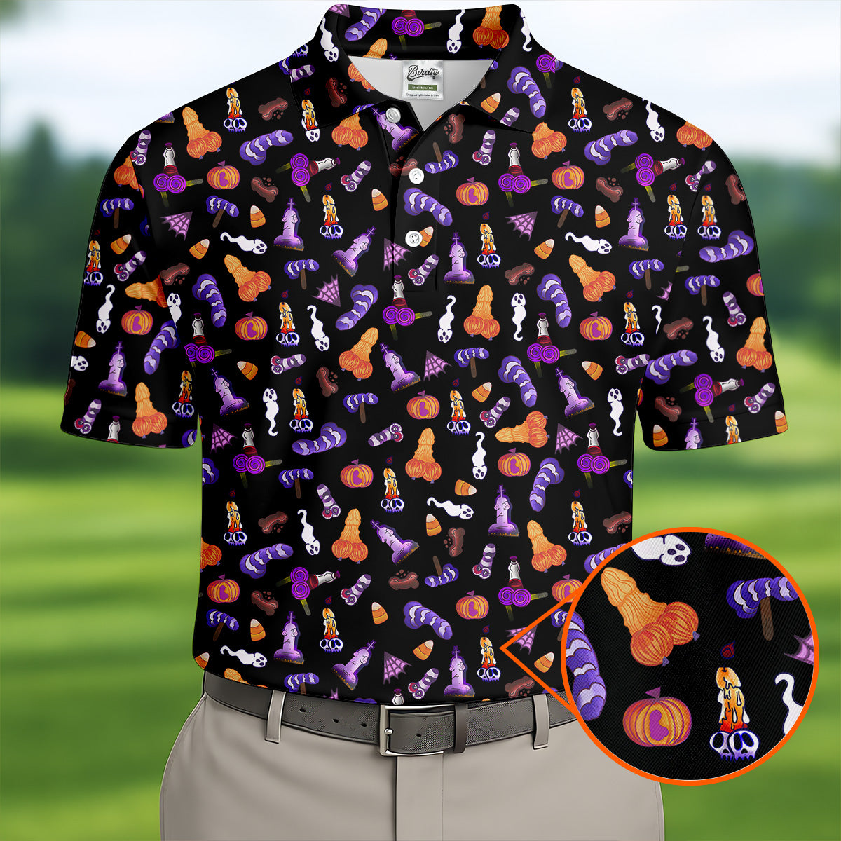 Funny Dirty Black And Purple Halloween Golf Shirt, Fun Golf Shirts For Men, Cool Golf Gift, Halloween Gift