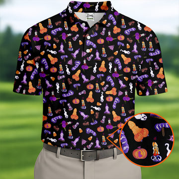 Funny Dirty Black And Purple Halloween Golf Shirt, Fun Golf Shirts For Men, Cool Golf Gift, Halloween Gift