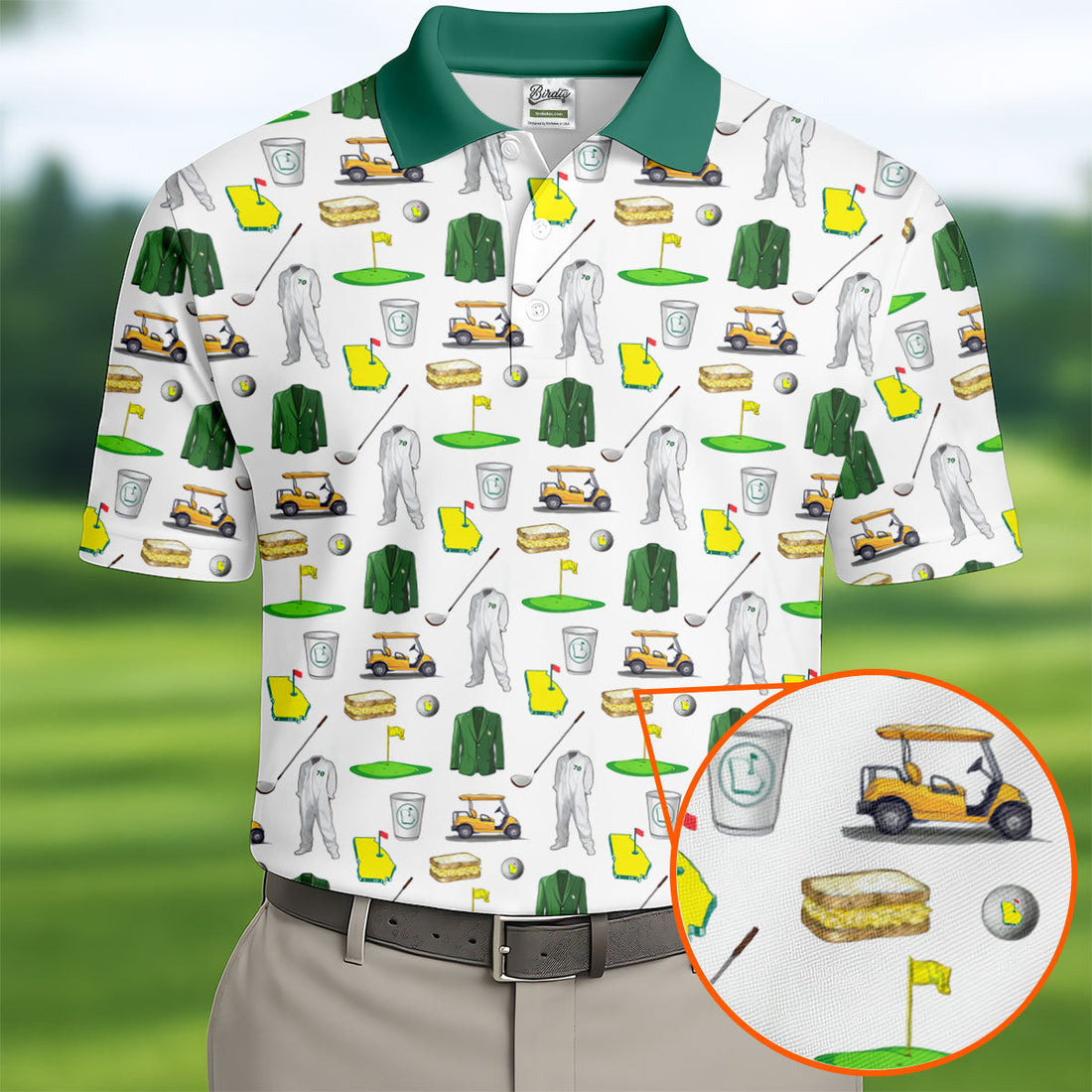 Golf Tournament Augusta Golf Seamless Pattern Performance Golf Shirt, Golf Tops For Men, Golf Shirts For Men