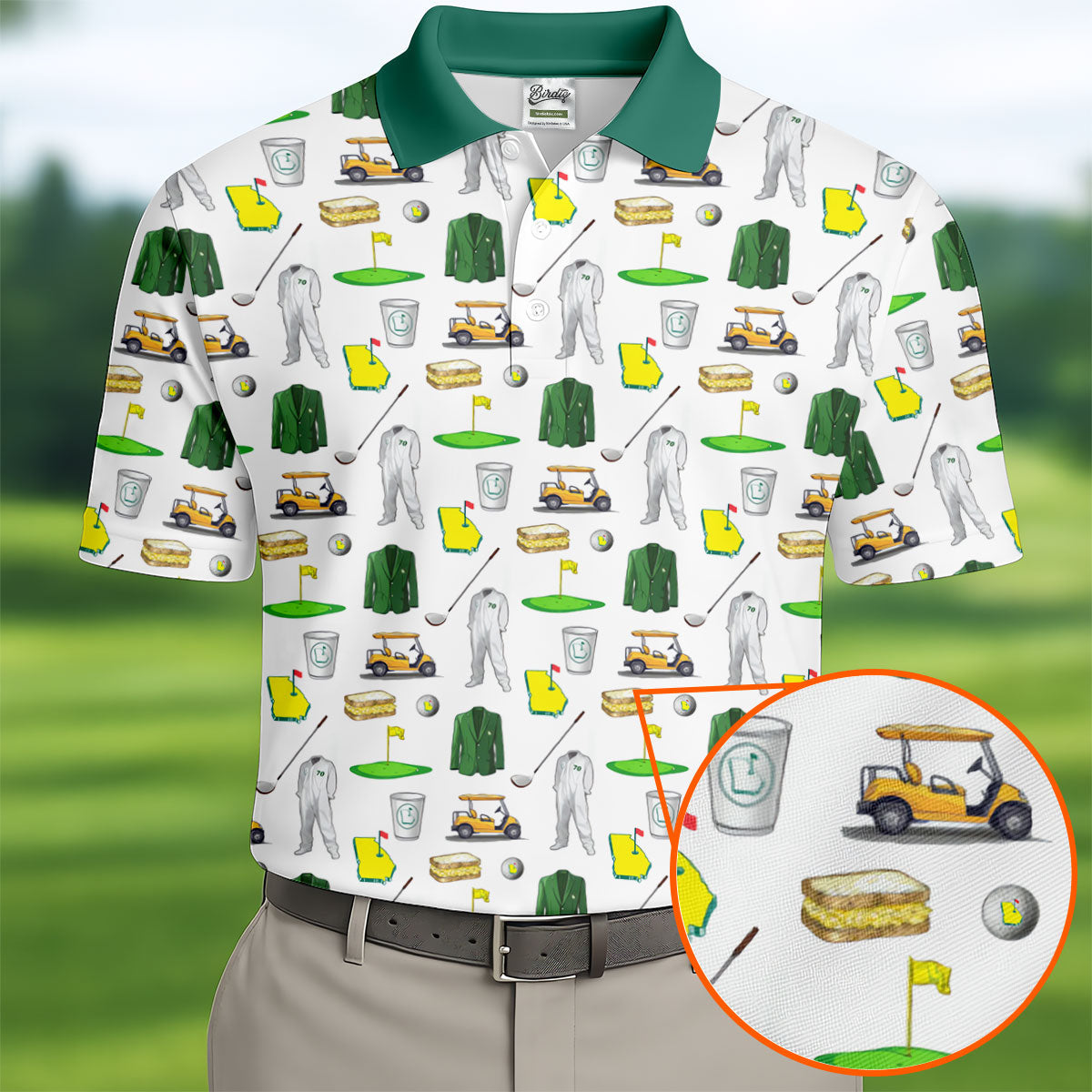Golf Tournament Augusta Golf Seamless Pattern Performance Golf Shirt, Golf Tops For Men, Golf Shirts For Men