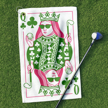 Queen Of Clubs Playing Card Golf Towel, Microfiber Golf Towel, Golf Accessories