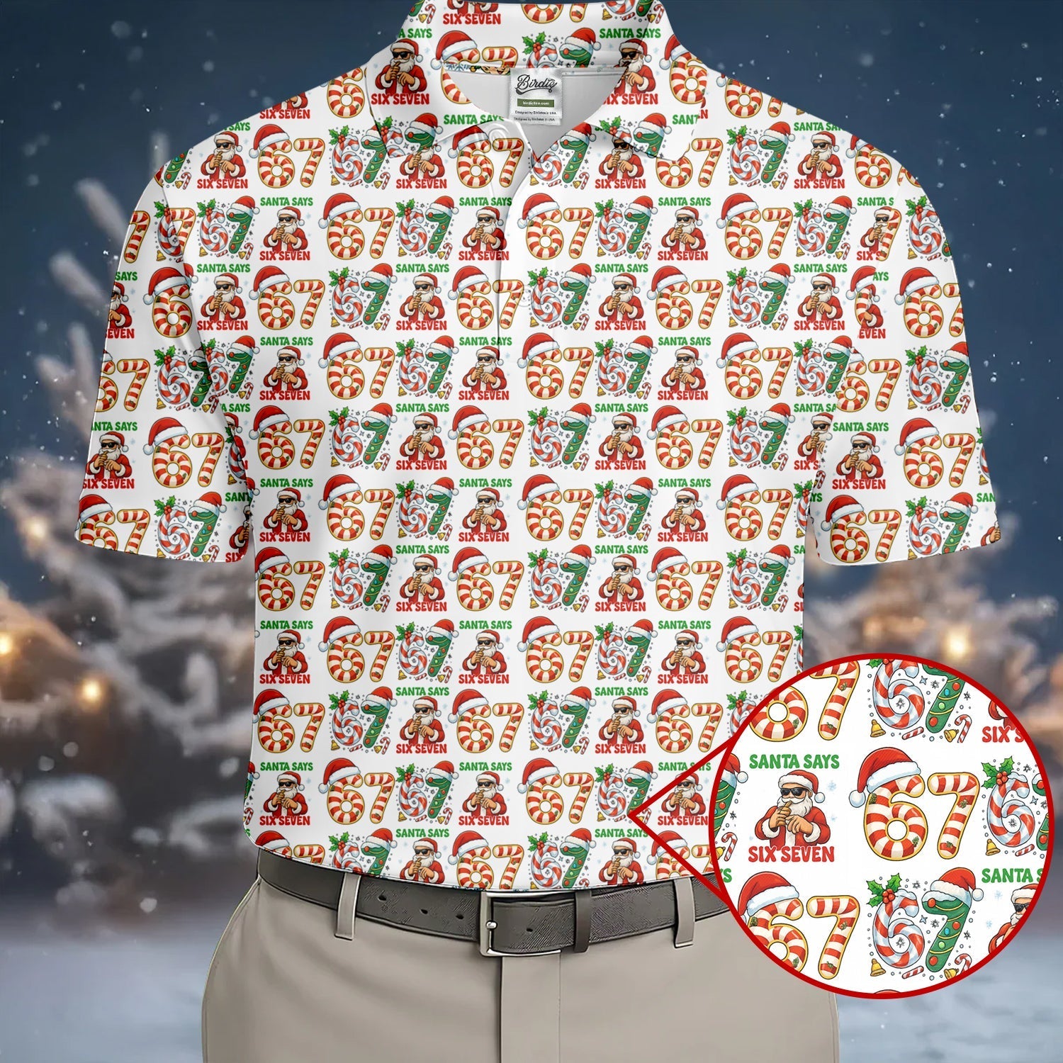 Santa Says Six Seven Funny Christmas Golf Shirt For Men, Christmas Golf Tops, Men Golf Apparel