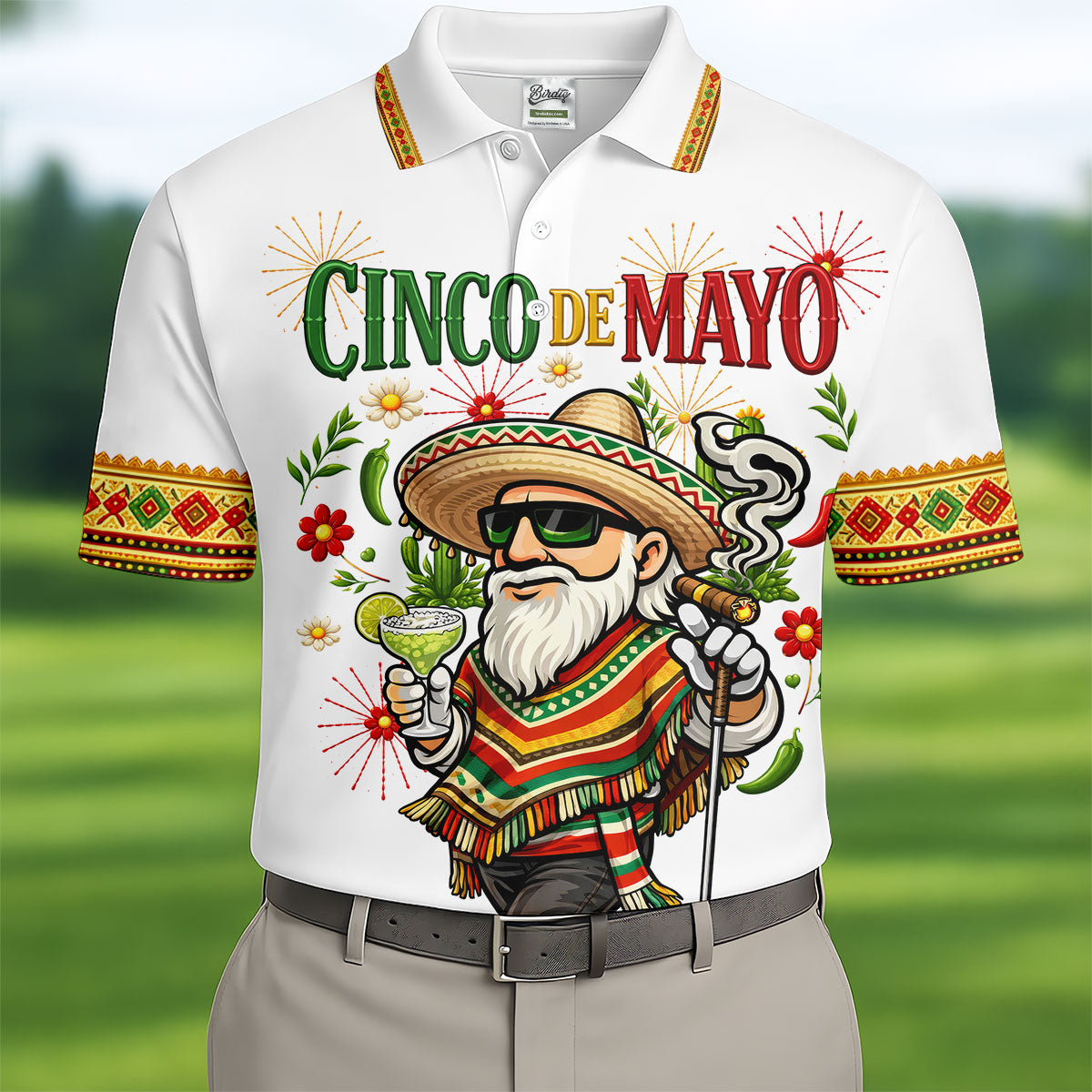 Margarita Man Cinco De Mayo Celebration White Golf Shirt, Fiesta Theme Golf Shirts For Men