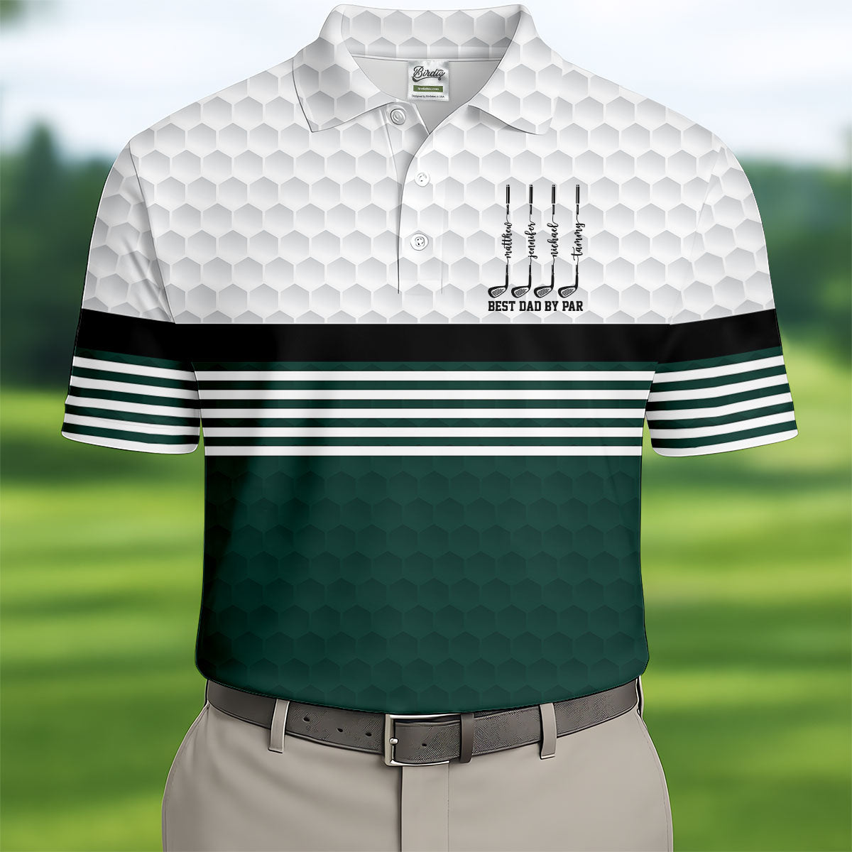 Best Dad By Par Golf Ball Pattern Father's Day Golf Shirt, Golf Gift For Dad, Polo Shirtor Men