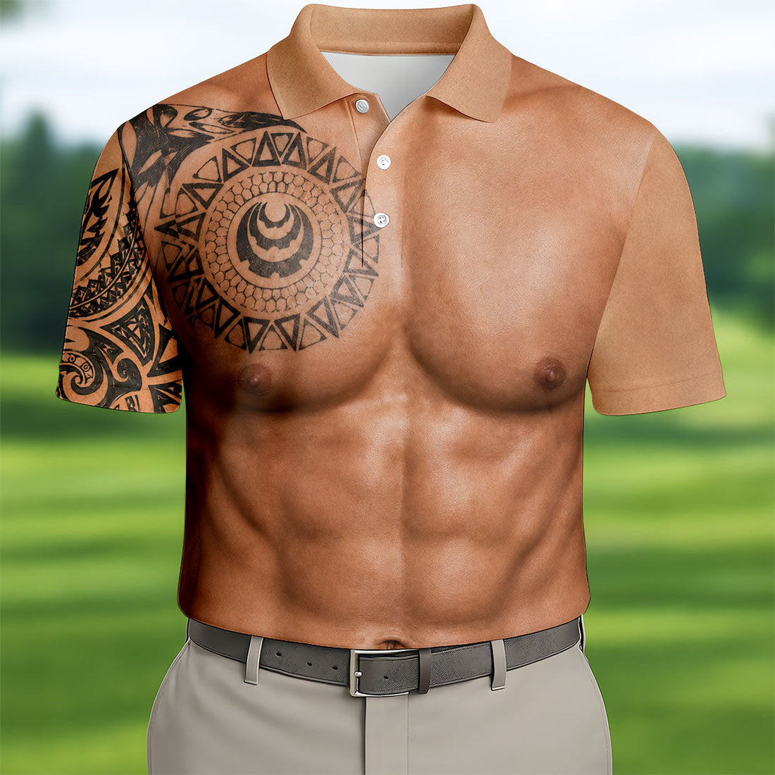 Funny Muscle Body Tattoo Print Golf Shirt, Funny Golf Shirt, Men's Golf Shirt, Polo Shirts For Men