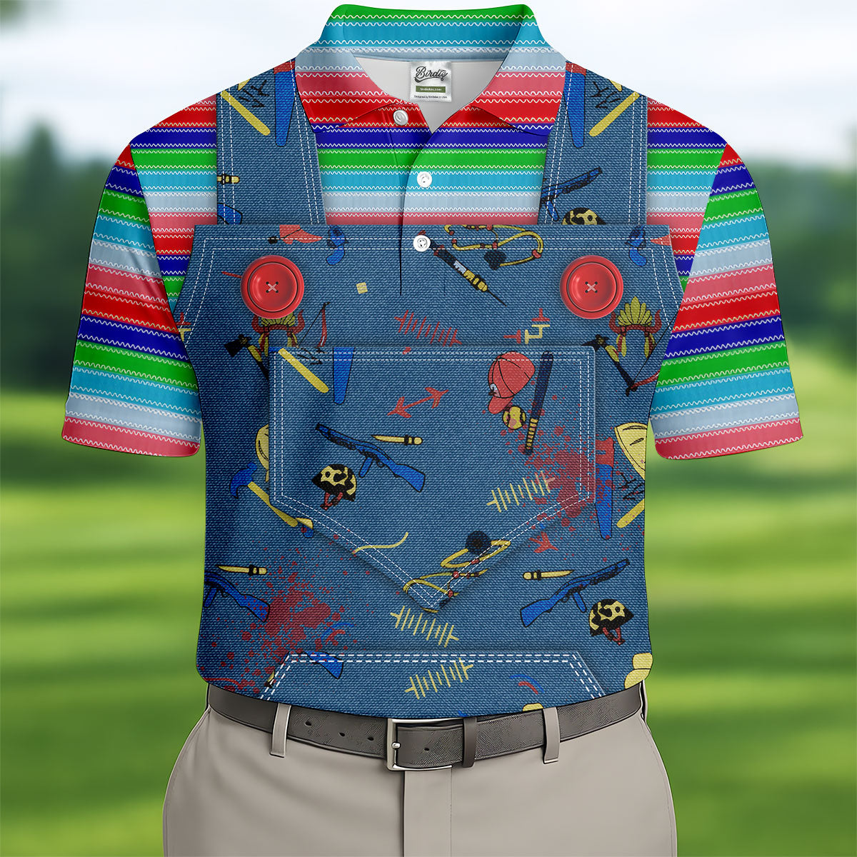 Creepy Halloween Horror Character Golf Tops For Men, Horror Cosplay Fun Men's Golf Polos, Polo Shirtor Men