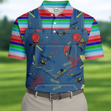 Creepy Halloween Horror Character Golf Tops For Men, Horror Cosplay Fun Men's Golf Polos, Polo Shirtor Men