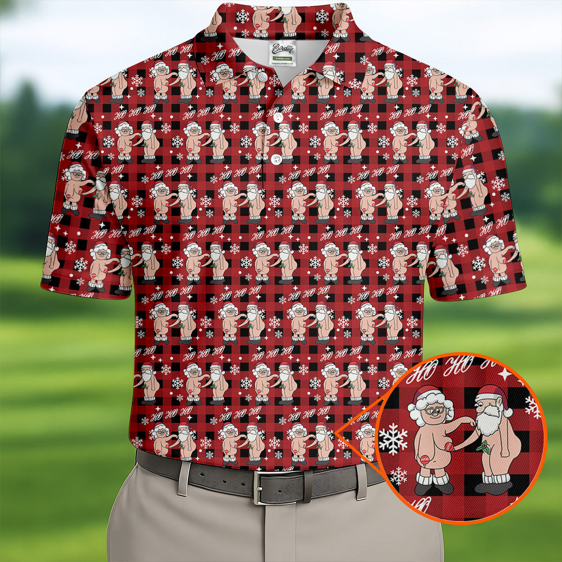 Ho Ho Ho Naughty Couple Funny Santa Christmas Golf Shirt, Fun Golf Shirts For Men, Polo Shirtor Men