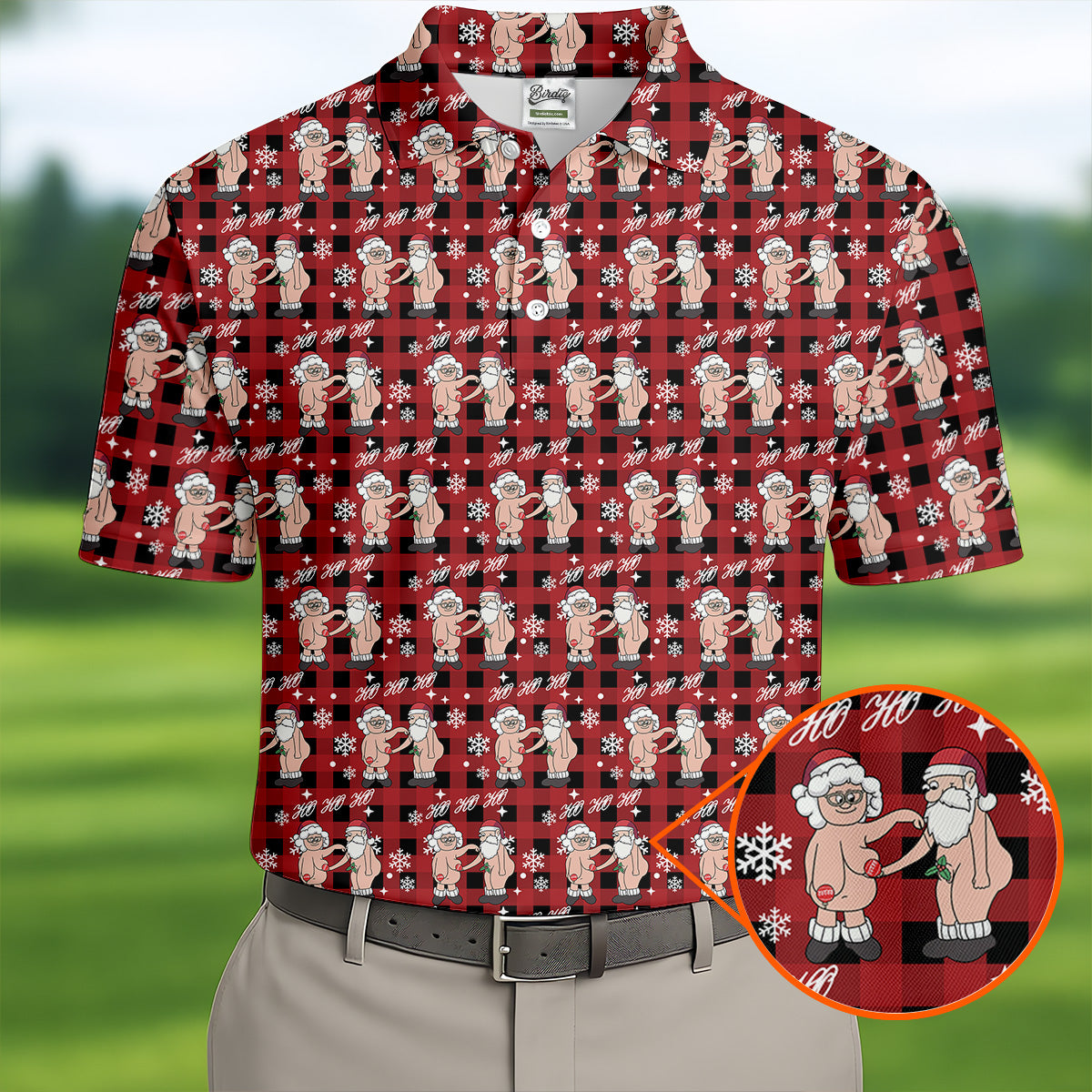 Ho Ho Ho Naughty Couple Funny Santa Christmas Golf Shirt, Fun Golf Shirts For Men, Polo Shirtor Men