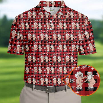 Ho Ho Ho Naughty Couple Funny Santa Christmas Golf Shirt, Fun Golf Shirts For Men, Polo Shirtor Men