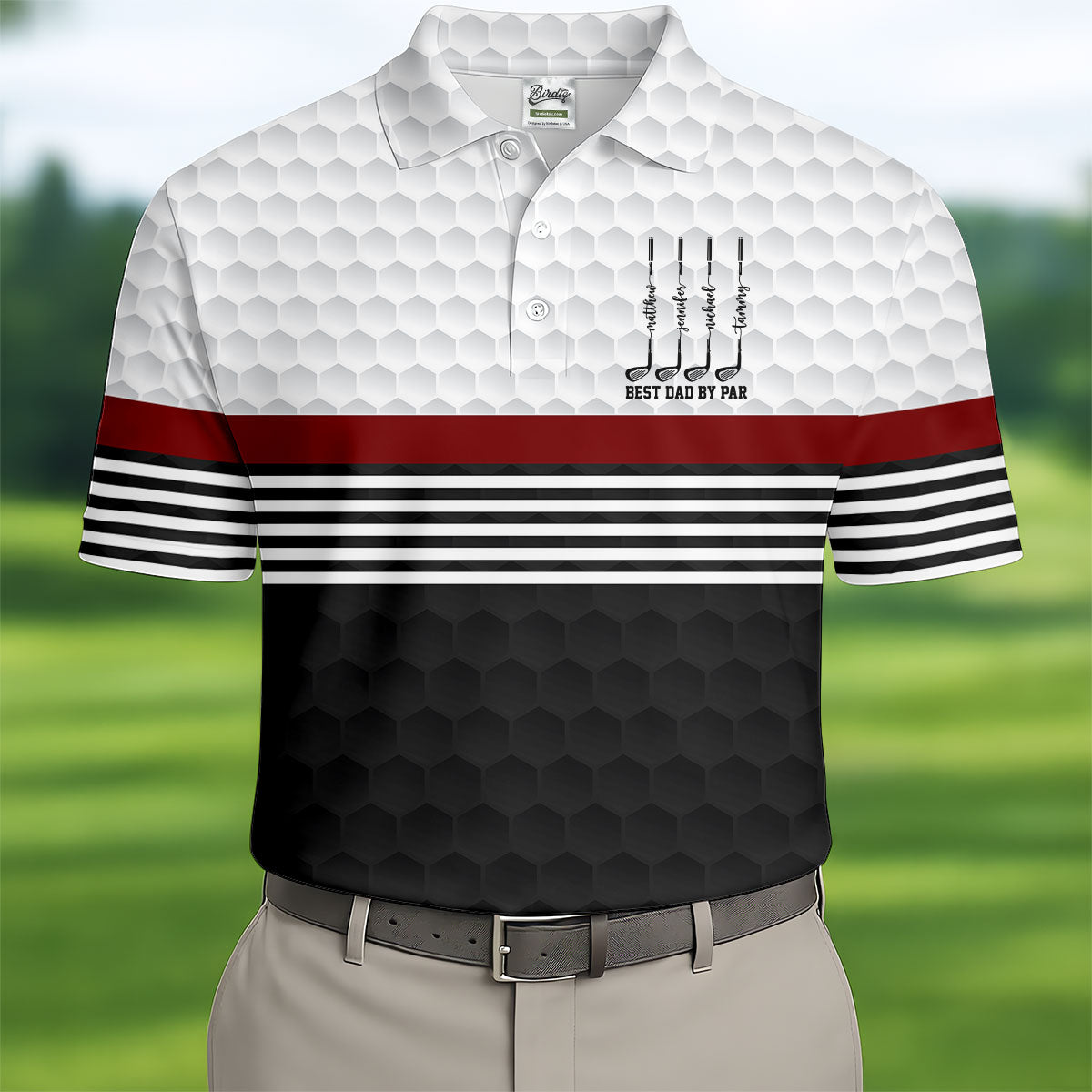 Best Dad By Par Golf Ball Pattern Father's Day Golf Shirt, Golf Gift For Dad, Polo Shirtor Men