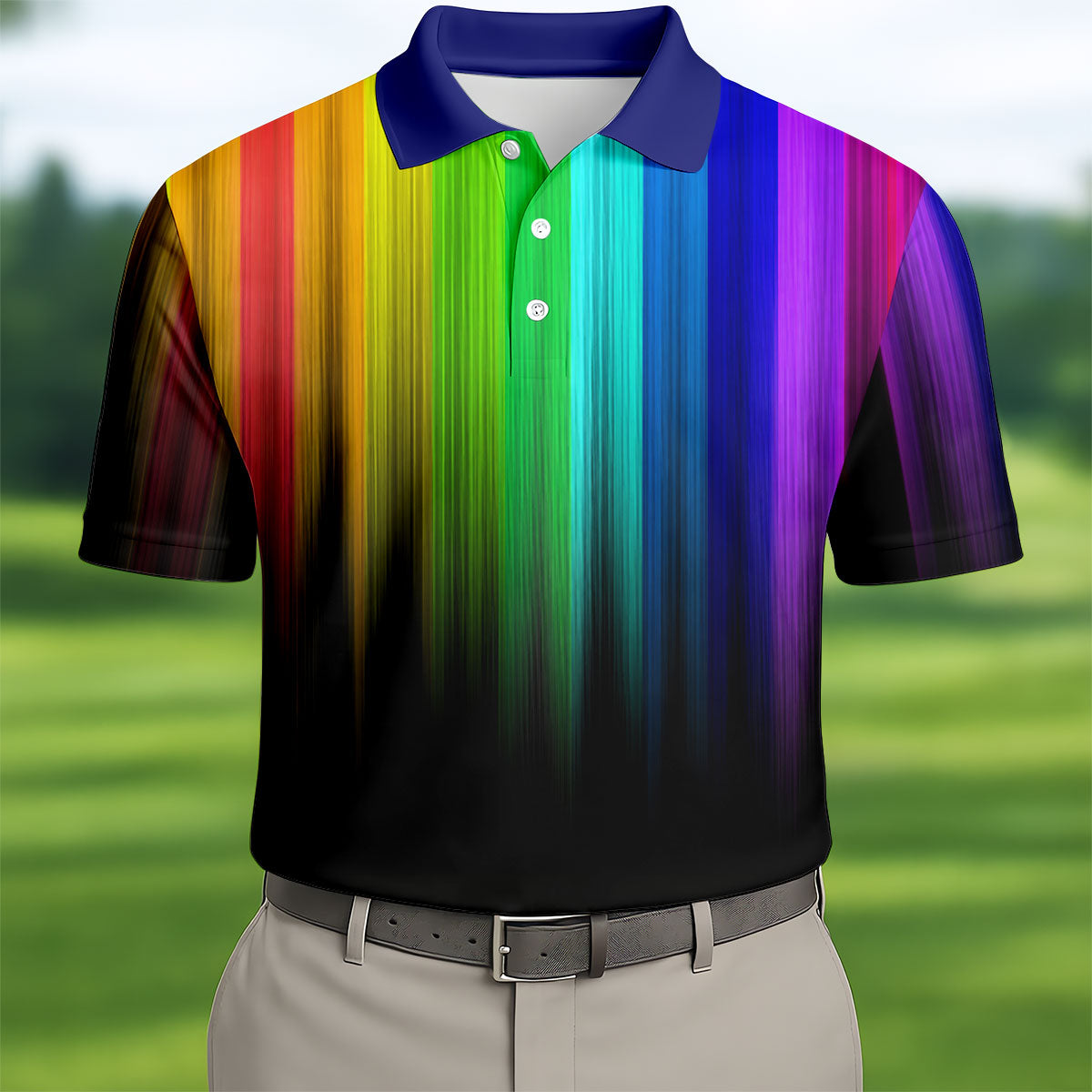 Rainbow Gradient LGBT Support Golf Tops For Men, Gay Pride Month Celebrate Golf Shirts For Men