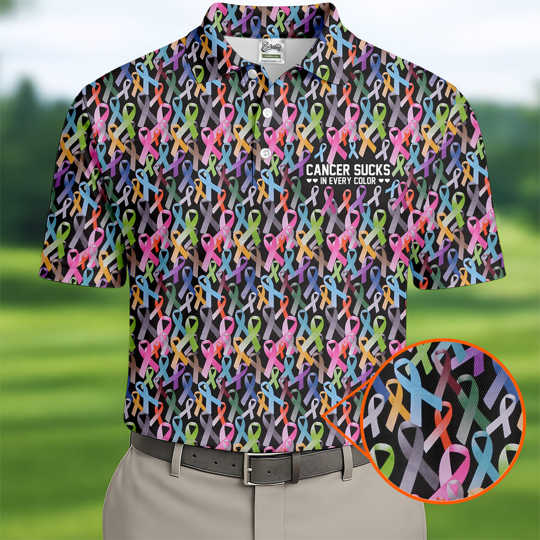 Cancer Sucks In Every Color Black Golf Shirt, Cancer Survivor Shirt, Cancer Awareness Shirt, Polo ShirtFor Men