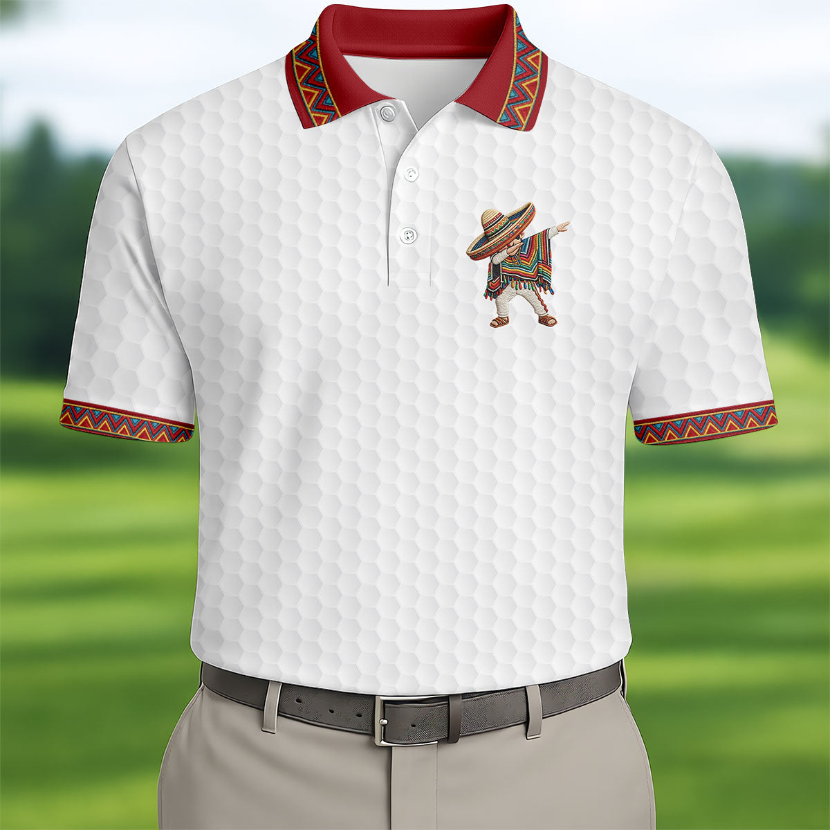 Cinco De Mayo Celebration Golf Ball Pattern White Golf Shirt, Polo Shirtor Men