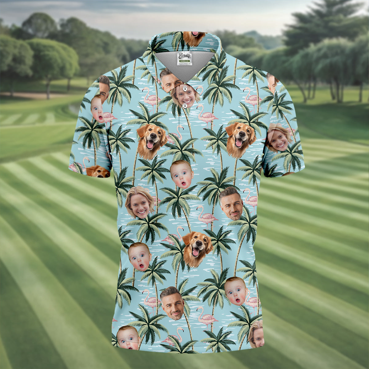 Pink Flamingo Hawaiian ShirtCustom Team Shirt, Green Polo Shirtest Gifts For Men Golfers