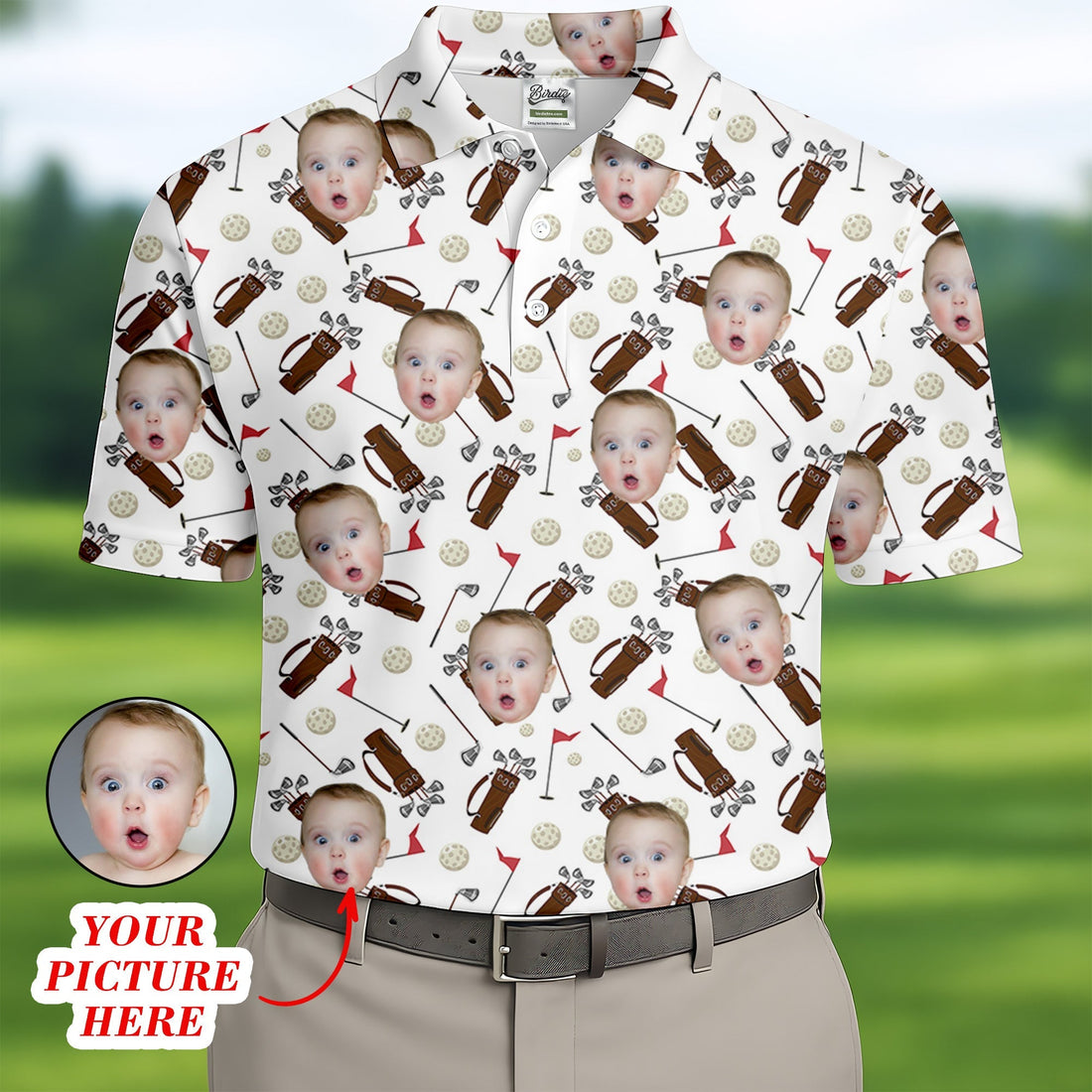 Custom Shirts With Faces, Funny Golf Polo ShirtGolf Gifts For Dad, Christmas Golf Gift