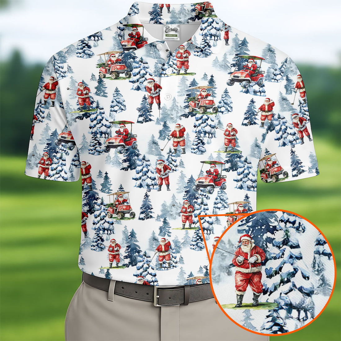 Santa Golfing Polo Shirt, Fun Golf Shirts For Men, Christmas Golf Shirt, Golf Lover Xmas Gift