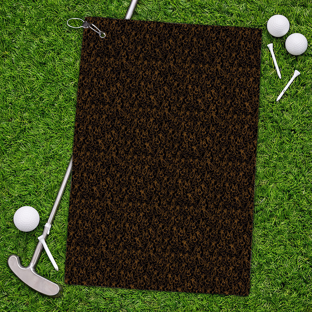 German Shepherd Line Art Golf Towels, Crazy German Pattern Golf Towel, Golf Gift For Golfers