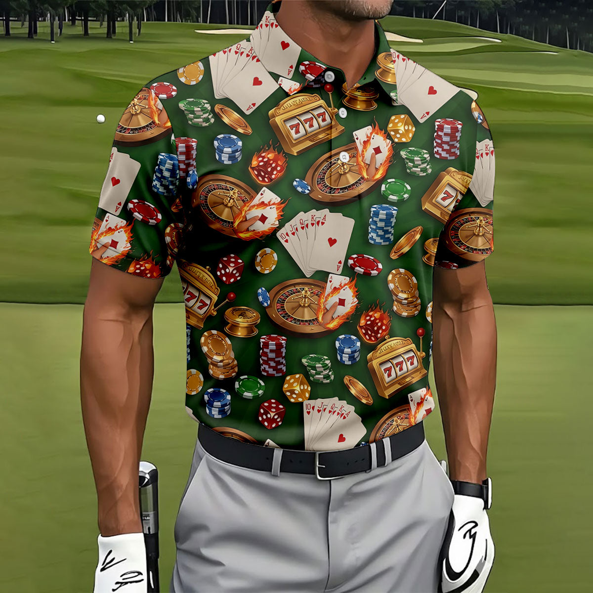 Casino Gambling Poker Golf Tops For Men, Golf Shirts For Men, Polo Shirtor Men, Golfing Apparel