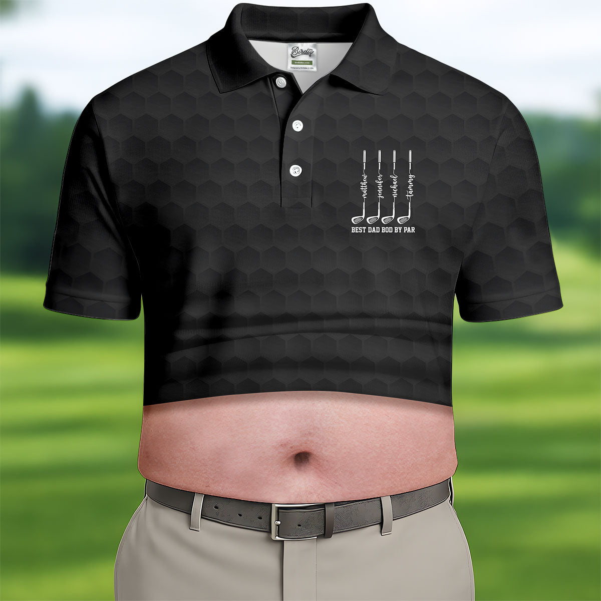 Best Dad Bod By Par Black Men's Funny Golf Polo Shirtr's Day Golf Shirt, Golf Gift For Dad